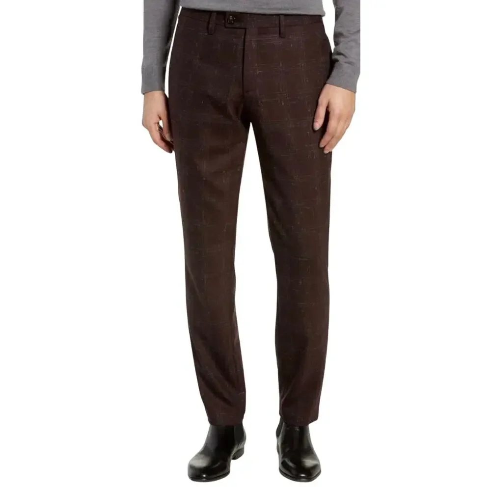 Ted Baker Men's Ddarto‎ Boucle Classic Fit Trousers Brown Pattern 36R